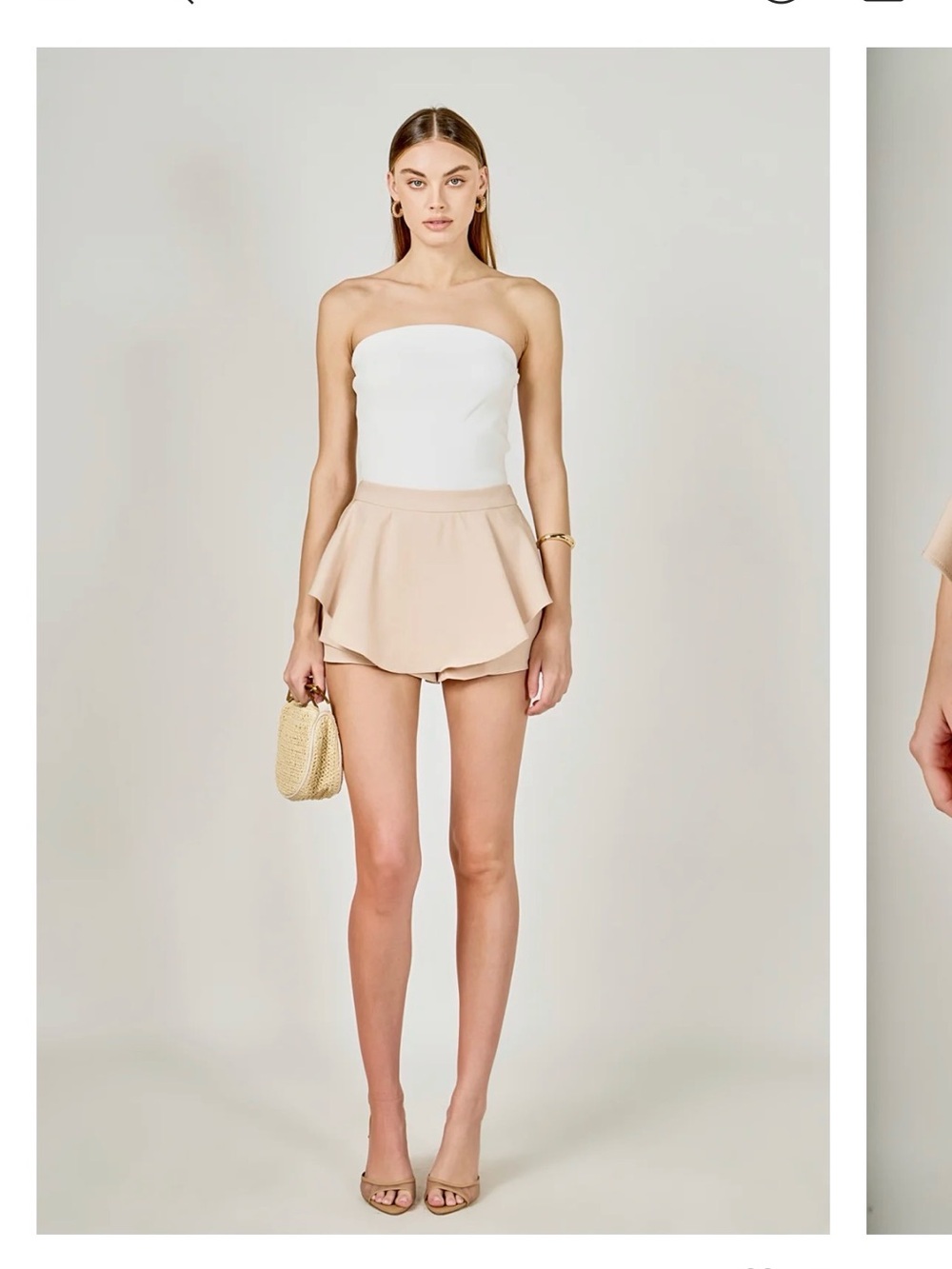 Beige Ruffle Skort - Women's Summer Layered Skort
